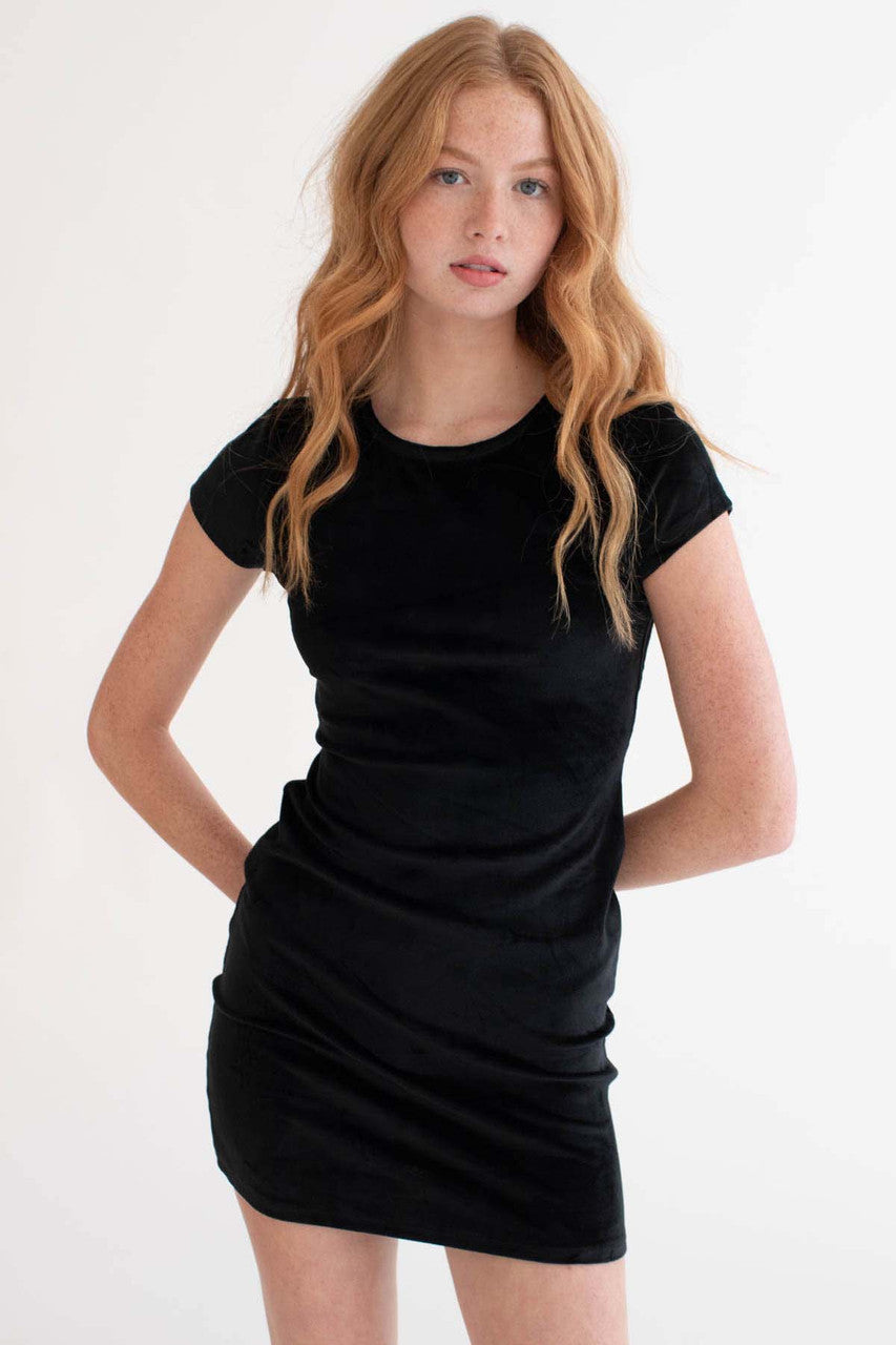 Black Velvet Cross Back Mini Dress