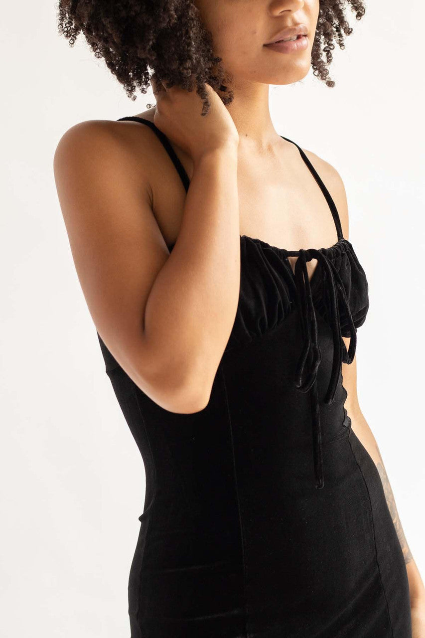 Black Velvet Milkmaid Dress