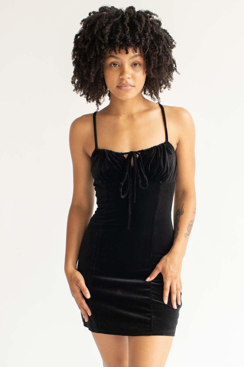 Black Velvet Milkmaid Dress