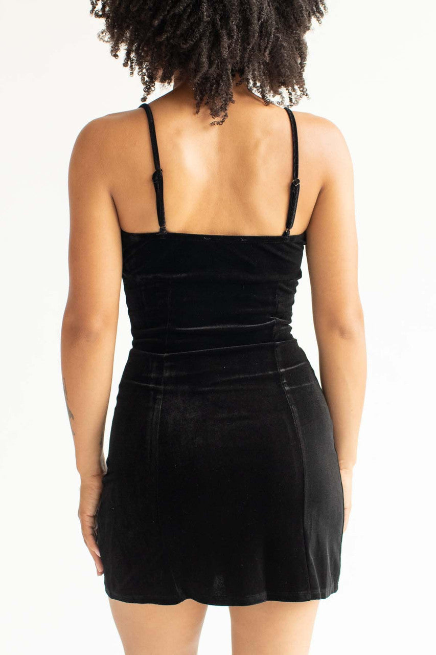 Black Velvet Milkmaid Dress