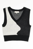 Black Waved Split Sweater Vest