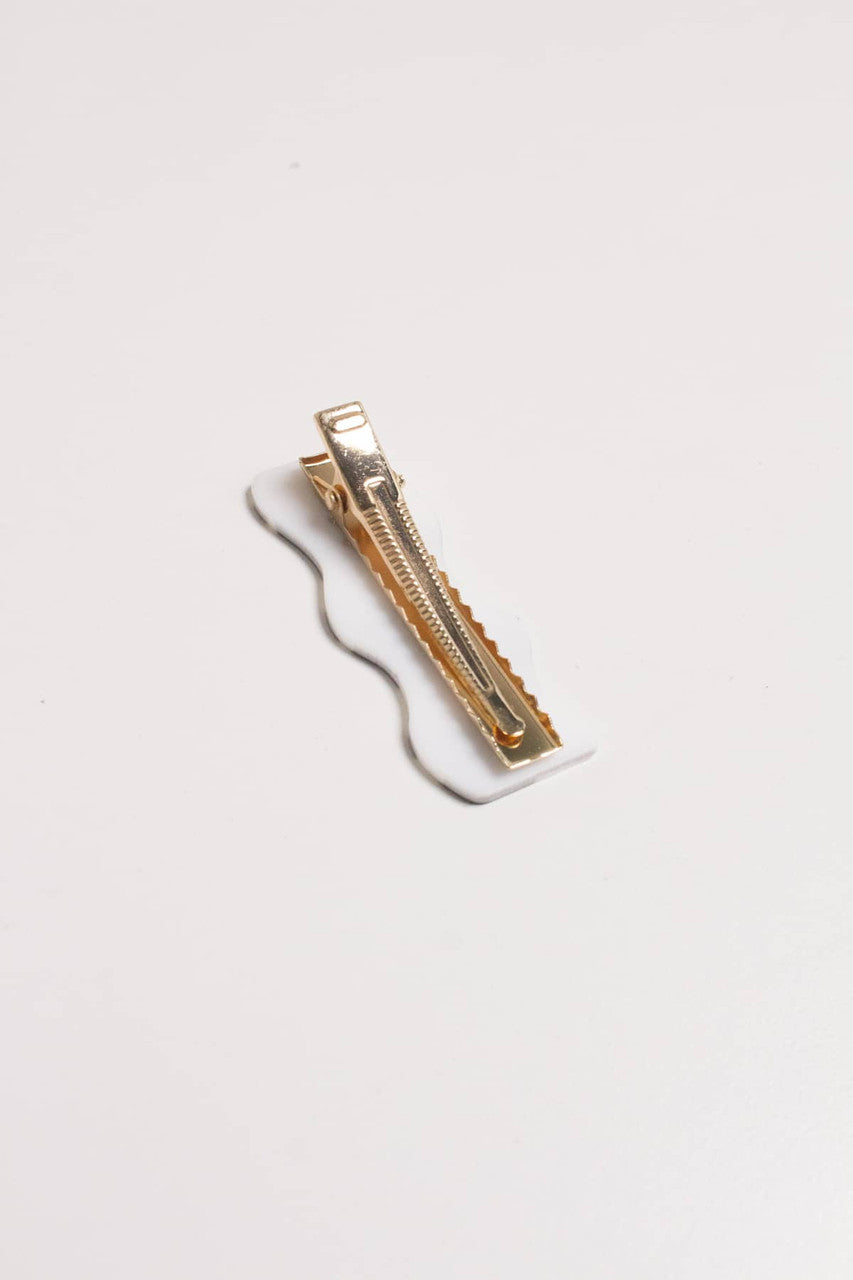 Black Wavy Checkered Hair Clip