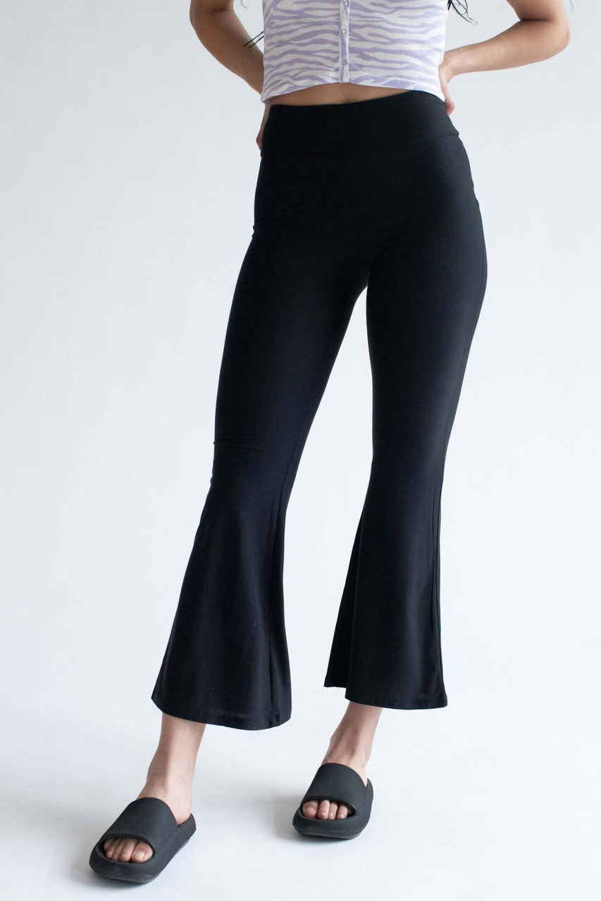 Black Wide Waistband Bell Bottoms 1