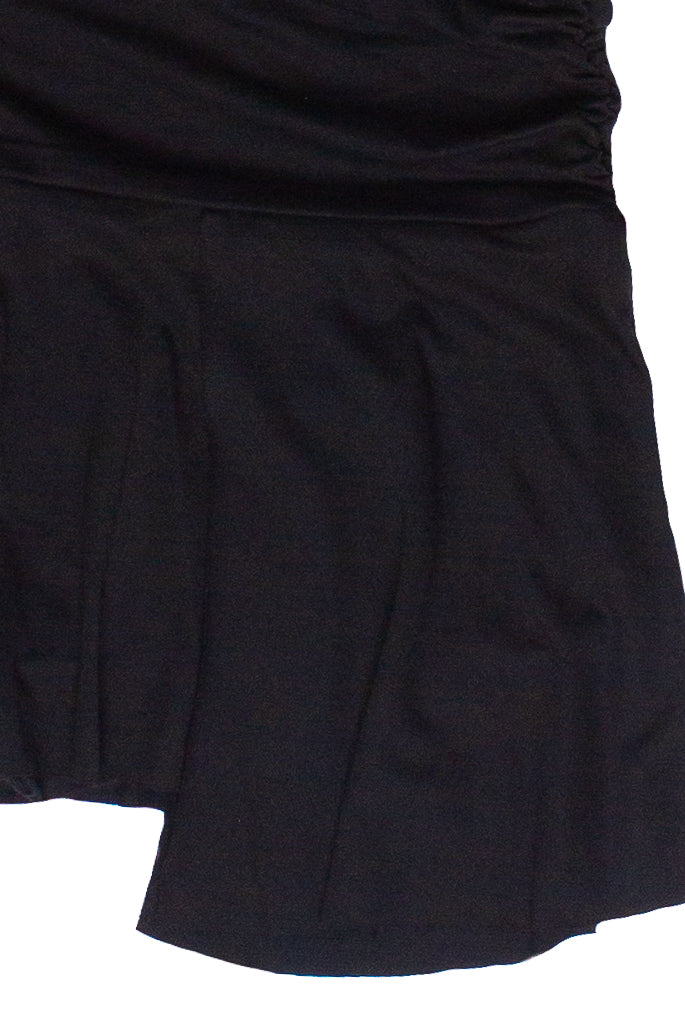Ruched Waistband Asymmetrical Skort - Black