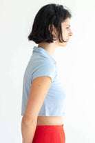 Blue Boxy Cropped Polo