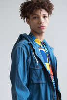 Blue Canvas Hooded Jacket