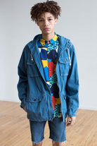 Blue Canvas Hooded Jacket