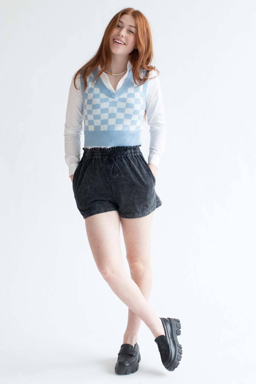 Powdered Blue Checkered Sweater Vest