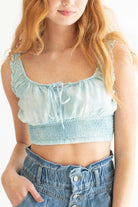 Blue Cloud Dyed Milkmaid Crop Top