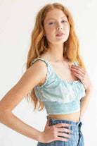 Blue Cloud Dyed Milkmaid Crop Top