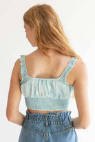 Blue Cloud Dyed Milkmaid Crop Top