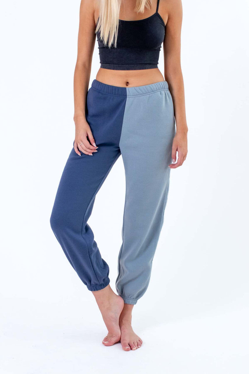 Blue Color Blocked Joggers