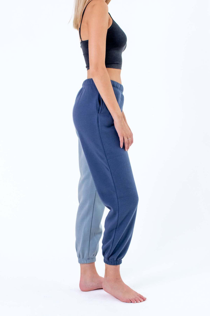 Blue Color Blocked Joggers