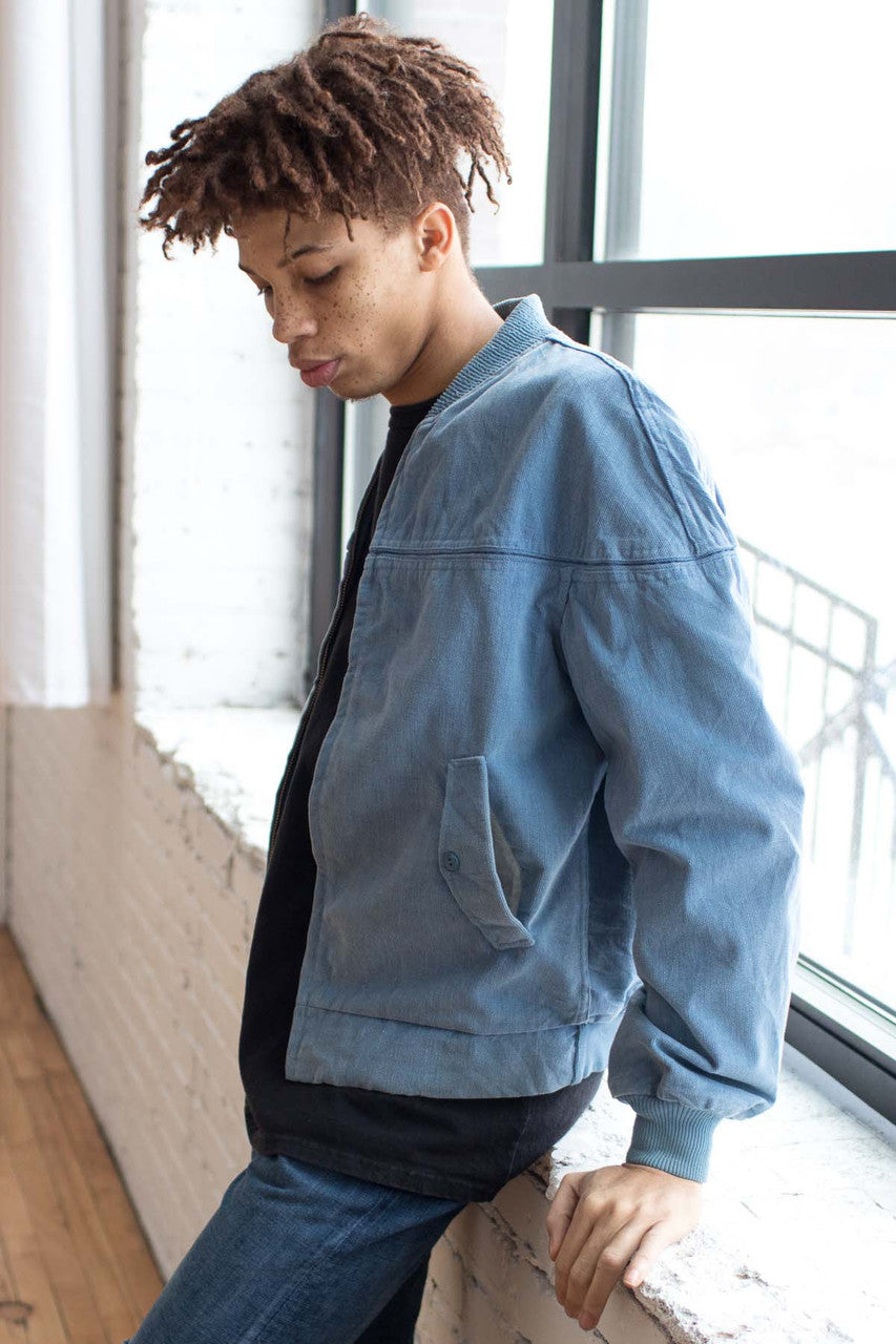 Blue Corduroy Bomber Jacket