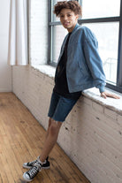 Blue Corduroy Bomber Jacket