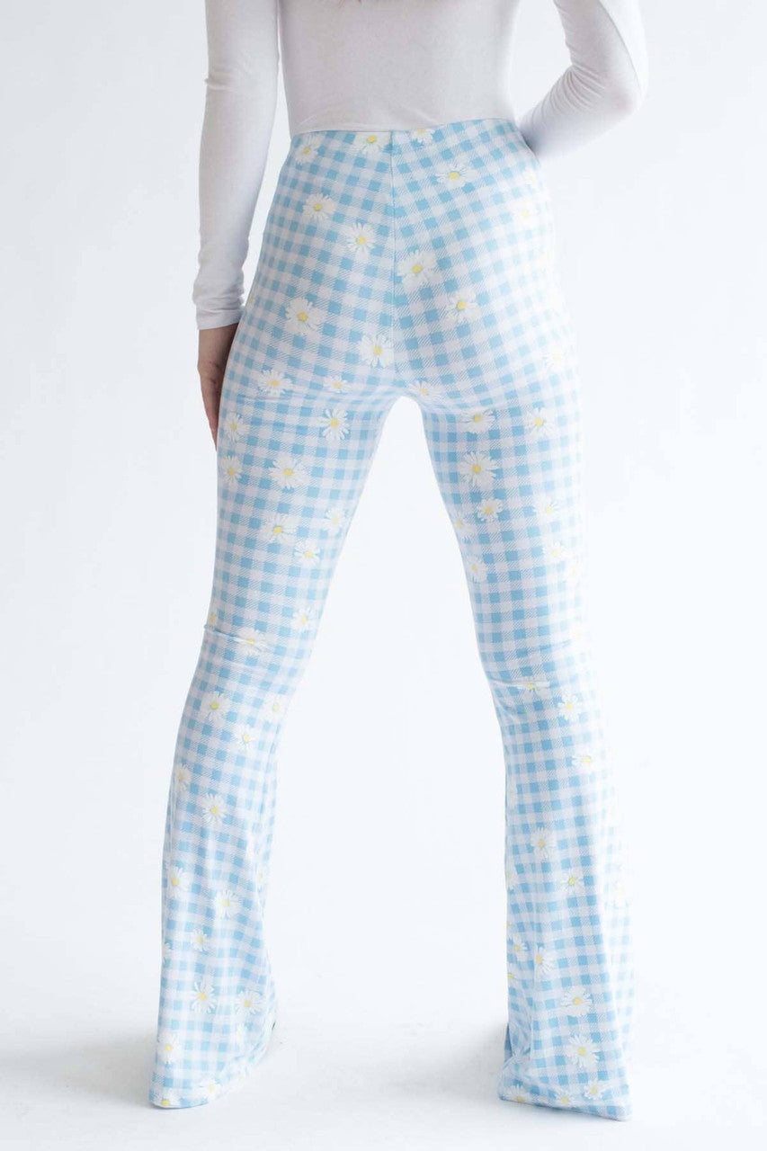 Blue Daisy Gingham Bell Bottoms