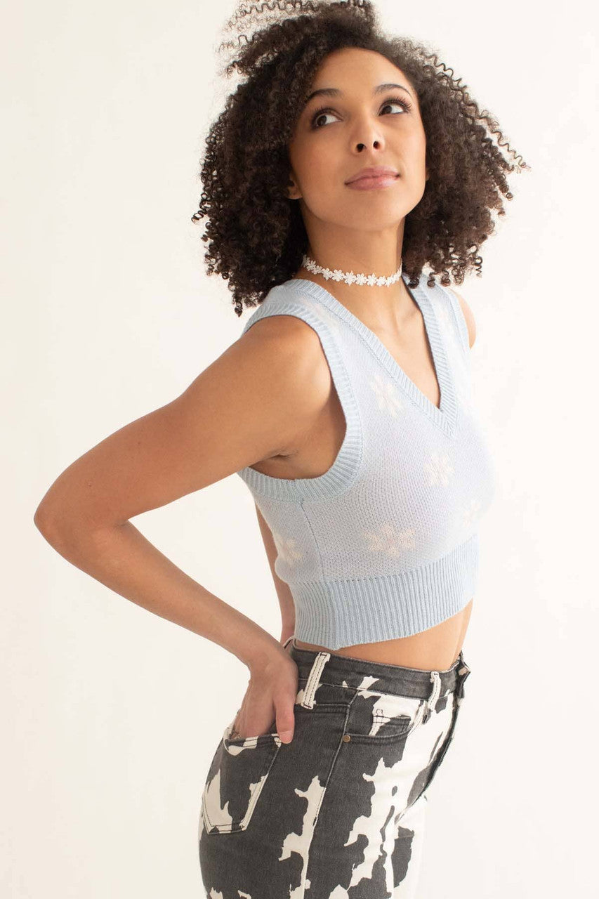 Blue Daisy Sweater Vest