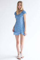 Blue Ditsy Floral Milkmaid Dress