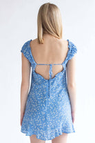 Blue Ditsy Floral Milkmaid Dress