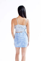 Blue Floral Eyelet Milkmaid Top