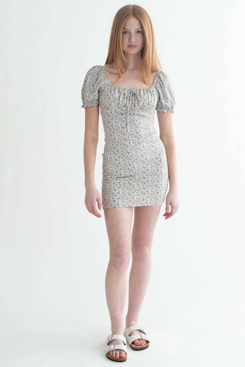Blue Floral Milkmaid Mini Dress Ragstock Blue Floral Milkmaid Mini Dress Ragstock