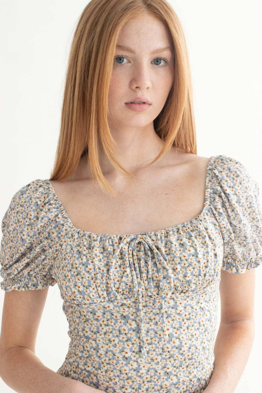 Blue Floral Milkmaid Mini Dress – Ragstock
