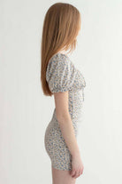 Blue Floral Milkmaid Mini Dress