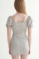 Blue Floral Milkmaid Mini Dress