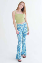 Blue Hawaiian Print Bell Bottoms
