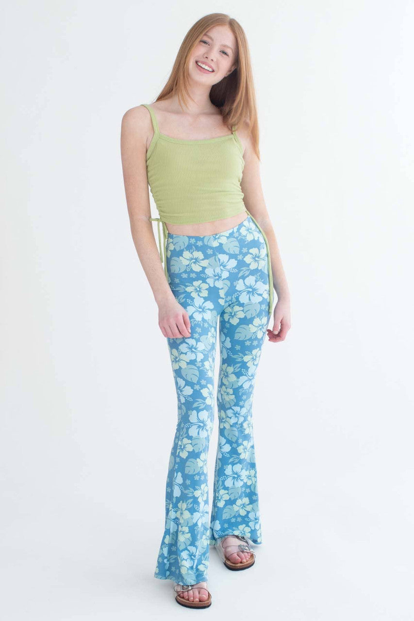 Blue Hawaiian Print Bell Bottoms