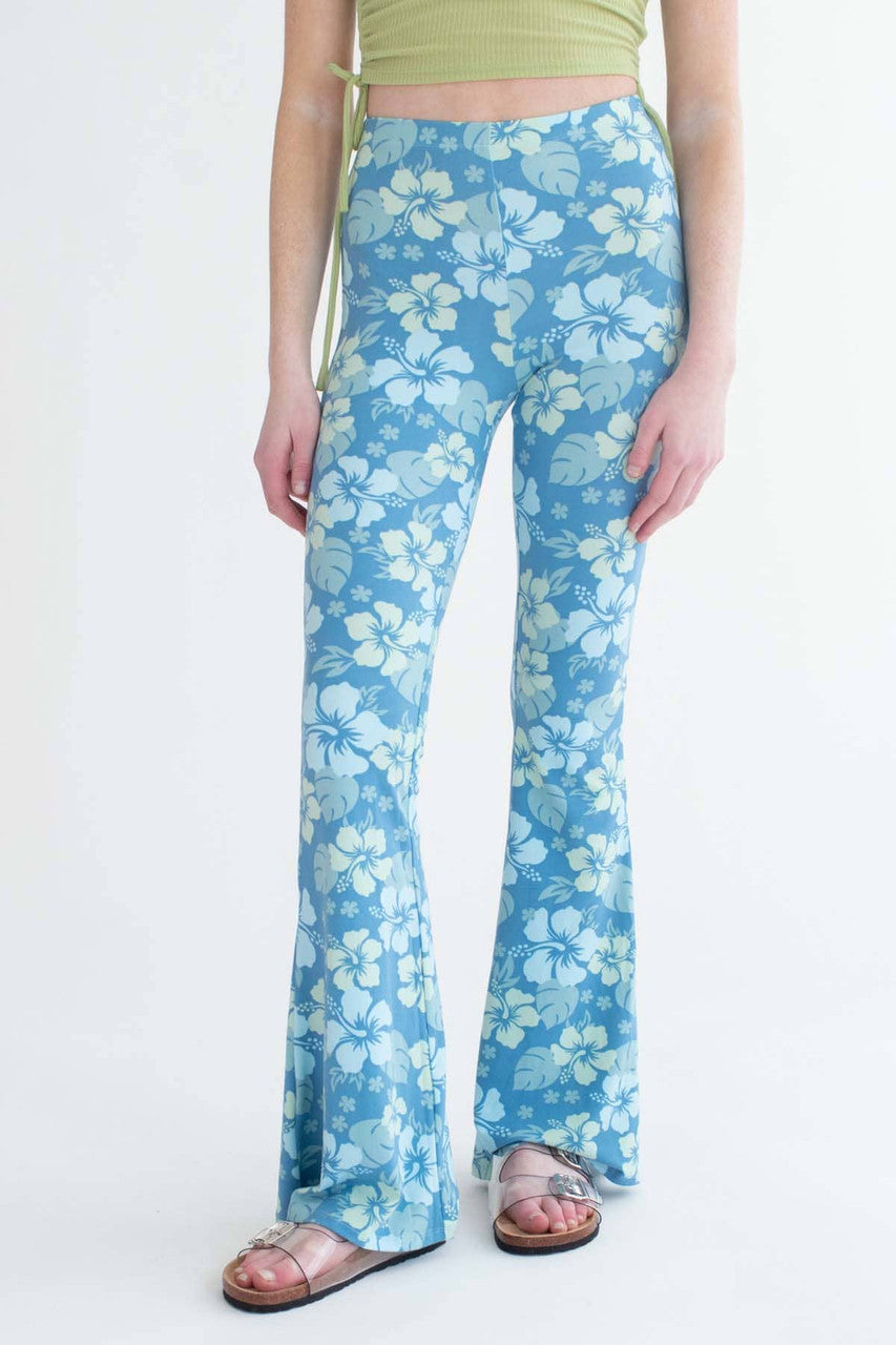 Blue Hawaiian Print Bell Bottoms