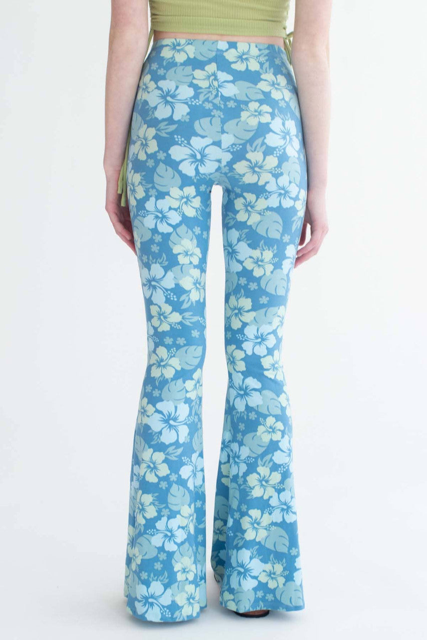 Blue Hawaiian Print Bell Bottoms