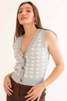 Blue Houndstooth Sweater Vest