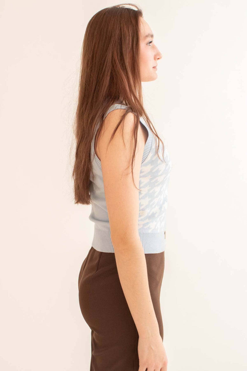 Blue Houndstooth Sweater Vest