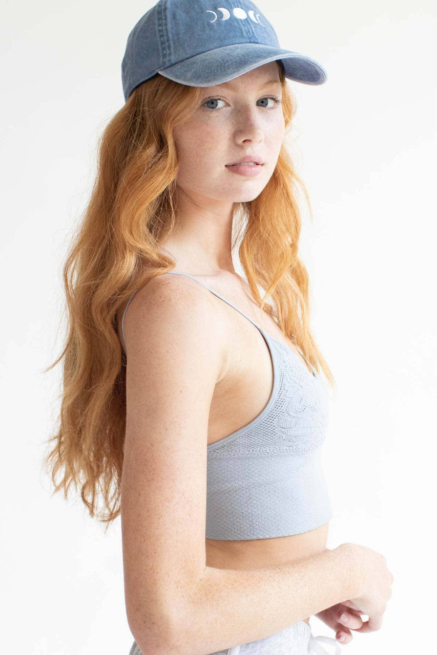 Blue Jacquard Seamless Bralette