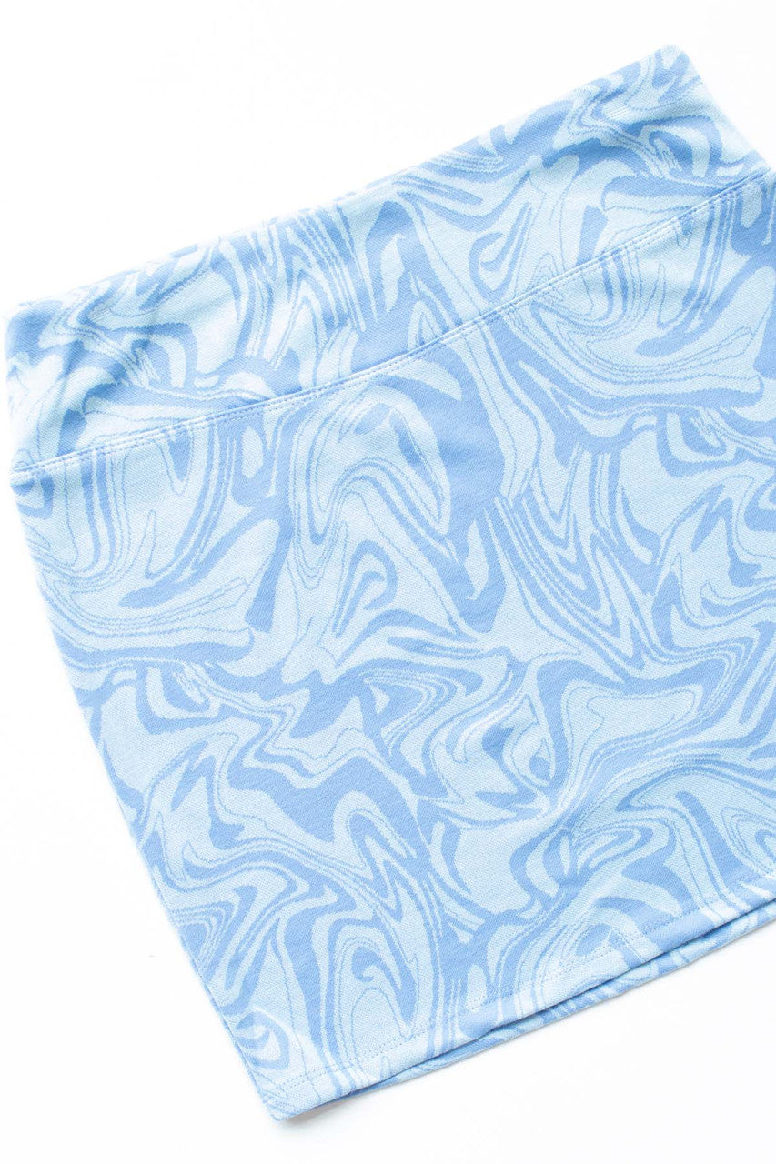 Blue Marble Pattern Mini Skirt