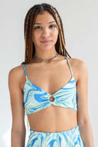 Blue Marble Swirl Tie Top & Skirt Set