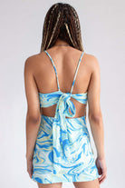 Blue Marble Swirl Tie Top & Skirt Set