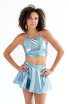 Blue Metallic Halter Crop