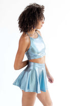 Blue Metallic Halter Crop