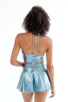 Blue Metallic Halter Crop