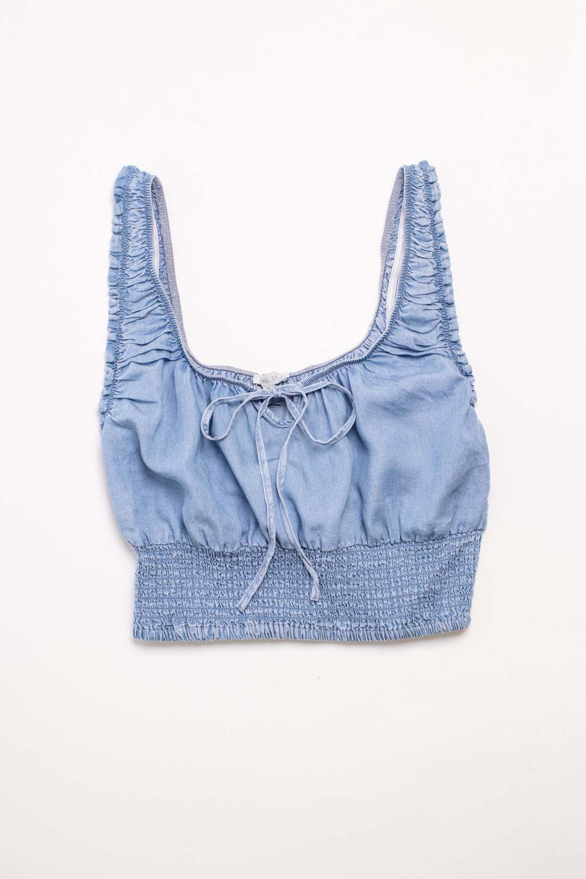 Blue Milkmaid Crop Top
