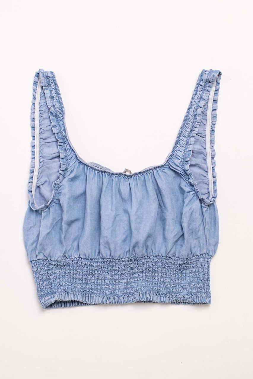 Blue Milkmaid Crop Top