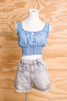 Blue Milkmaid Crop Top