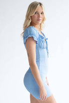 Blue Milkmaid Mini Dress