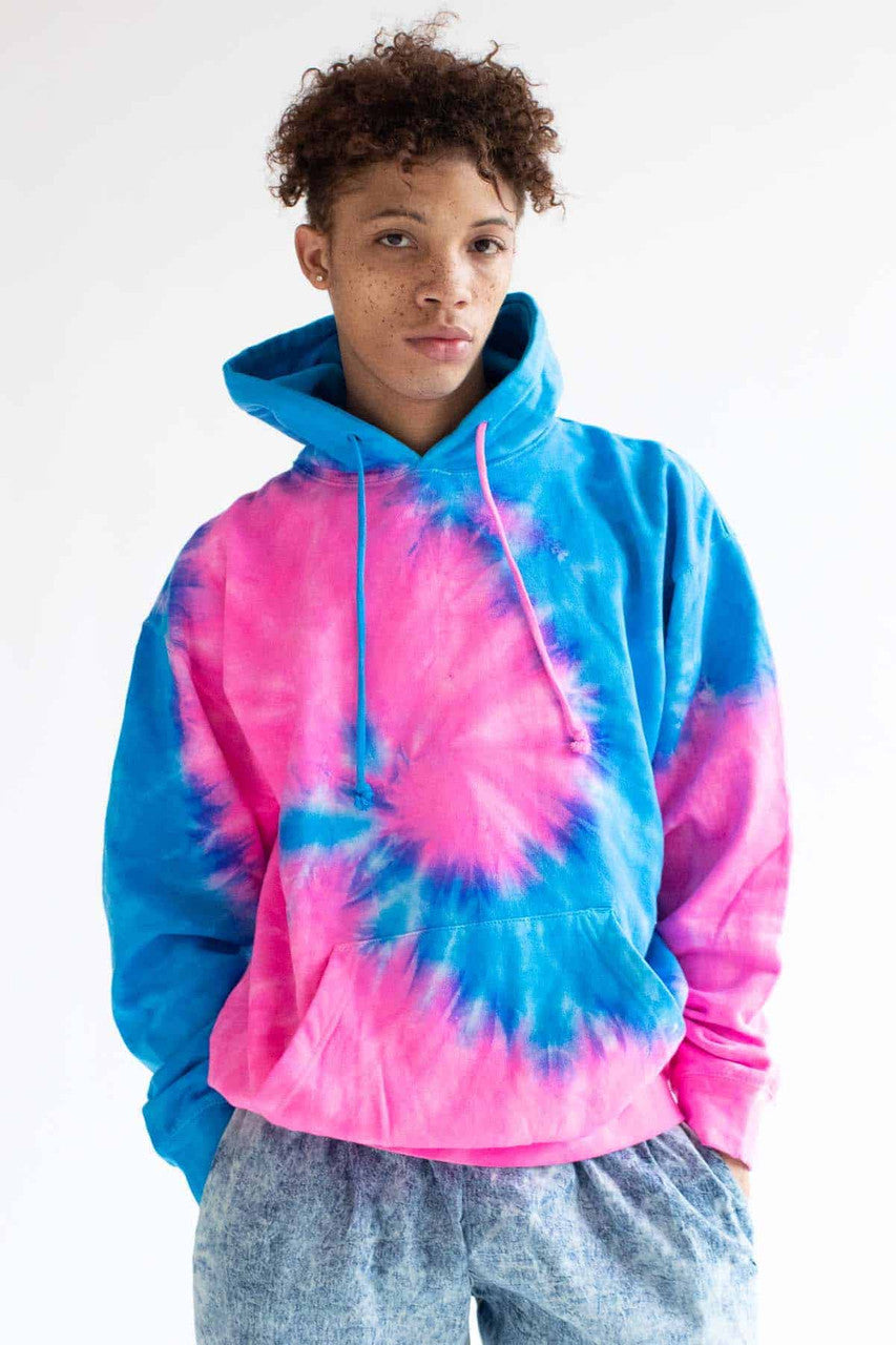 Pink and Blue Tie Dye Hoodie