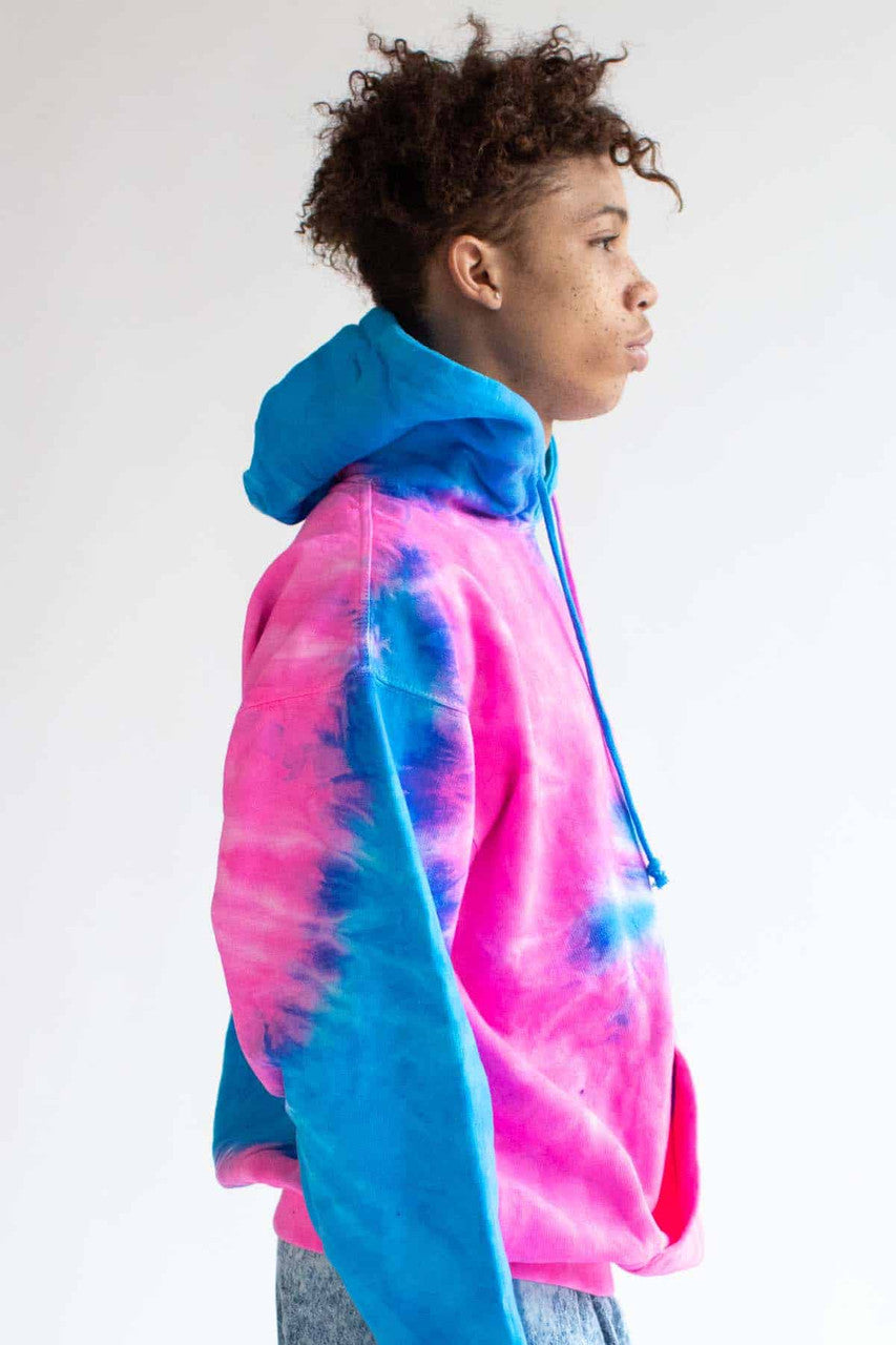 Pink and Blue Tie Dye Hoodie