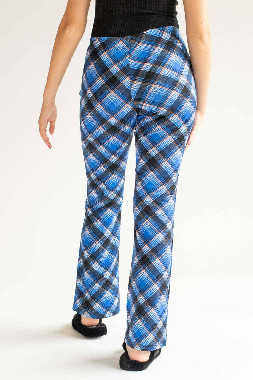 Blue Plaid Bell Bottoms