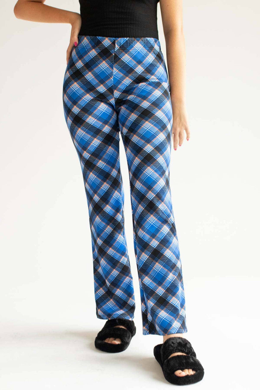 Blue Plaid Bell Bottoms