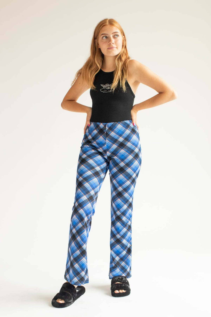 Blue Plaid Bell Bottoms